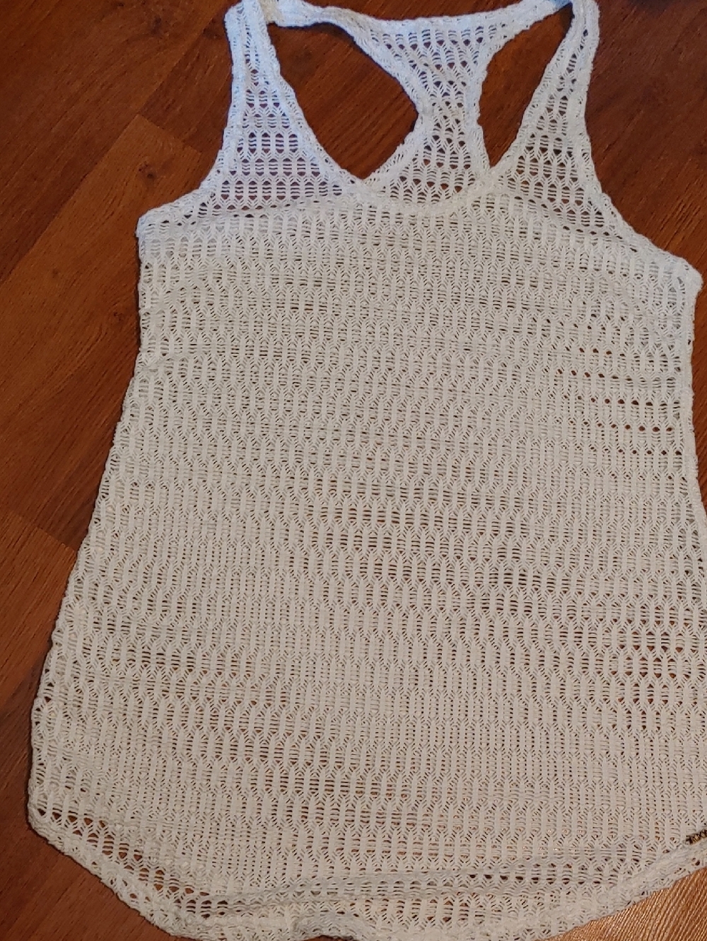 Roxy White Crochet Racerback Tank/Bathing Suit Coverup